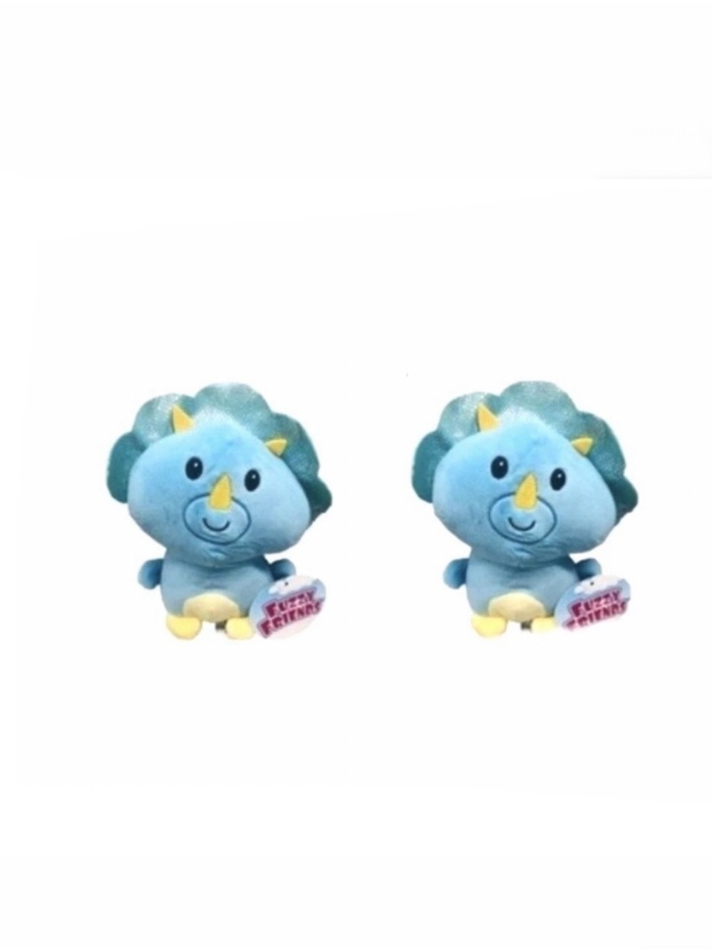 2 Count - Fuzzy Friends Blue Triceratops Dinosaur Plush Stuffed Animals